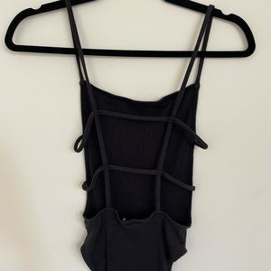 Open Back Black Bodysuit